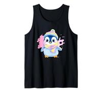 Blue Penguin Winter Portrait Lover Graphic Pastel Scarf Tank Top