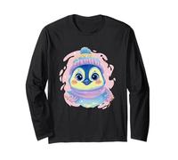 Blue Penguin Winter Portrait Lover Graphic Pink Scarf Bird Long Sleeve T-Shirt