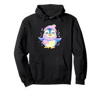Blue Penguin Winter Portrait Lover Graphic Pink Scarf Bird Pullover Hoodie