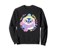 Blue Penguin Winter Portrait Lover Graphic Yellow Pink Scarf Sweatshirt