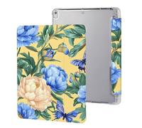 Blue Peony Flower Cute Protective Case Compatible for IPAD Pro (10.5in) /IPAD Air3(10.5in) Trifold Tablet Cover Non-Slip Cases