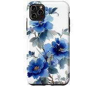 Blue Peony Watercolor Flower Japanese Ink Wash Style Case for iPhone 11 Pro Max