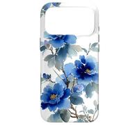 Blue Peony Watercolor Flower Japanese Ink Wash Style Case for iPhone 17 Pro Max