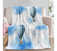 Blue Personalised Baby Blanket for Boys Girls Kids, 87 × 95 inch Soft Cozy Fluffy Fuzzy Flannel Blankets - Super King Size Dream Soft Hot Air Balloon Pattern Printed Throw Blanket for Teen