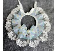 Blue Pet Lace Collar Dog Cat Collar Pet Neck Scarf with Bow for Puppy Cat Costume Supplies, L