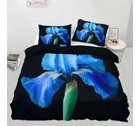 Blue Petals Duvet Cover Single Size,Abstract Plants Bedding Set for Kids Teens Couple Adults Room Decor,Floral Art Comforter Cover 1 Pillowcase,No Comforter