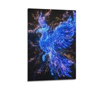 Blue Phoenix Animal Canvas Wall Art, Mystical Mythical Phoenix Art Print Hanging Paintings Artwork for Bedroom Home Aesthetic Modern Wall Decoration 08x12inch(20x30cm)