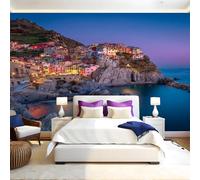 Blue Photo Wallpaper Coastal City Buildings Wall Mural Non-Woven Art Print 250 x 180cm Wallpaper Mural Photo Kids Bedroom Office Living Room Home Poster Decoration