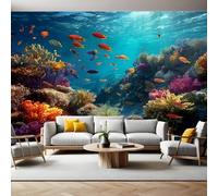 Blue Photo Wallpaper Colorful Coral reefs in The Ocean Wall Murals for Living Room Bedrooms Office Tv Background Wall Large Mural Poster 300 x 210 cm Home Decoration