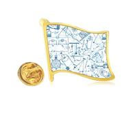 Blue Physical Electromagnetic Mechanics Chart Golden Metal Flag Lapel Pin Badge