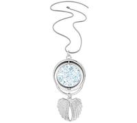 Blue Physical Electromagnetic Mechanics Chart Pendant Angel Wings Rotating Necklace Jewelry