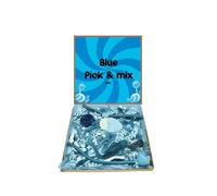 Blue Pick N Mix Sweets Gift Box Hamper Retro Sweet Present 300g - Gift Wrapped - Personalised Gift Tag Message (With Gift Tag Message)