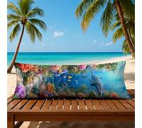 Blue Pillow Cases 1 Pack, Pillowcases Ocean Cushion Covers 16x48 Inch, Soft Breathable Pillow Protectors Double Sided Printing with Invisible Zipper for Bedding Sofa, Gifts for Women PjY190 5-7