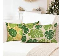 Blue Pillow Cases 2 Pack 40 x 60 cm Leaf Home ation Design Cushion Covers,for Study Room,Living Room,Farmhouse,Bedroom ,Machine Washable,Breathable Soft and Quality Fabric Velvet Home Textiles 0R-933