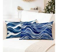 Blue Pillow Cases 2 Pack 50 x 70 cm Abstract Home ation Design Cushion Covers,for Study Room,Living Room,Farmhouse,Bedroom ,Machine Washable,Breathable Soft and Quality Fabric Home Textiles 0R-223
