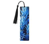 Blue Pineapple Print 5pcs Wooden Bookmarks with Tassels, Reading Page Markers Book Marks, Gifts for Men Women