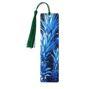 Blue Pineapple Print 5pcs Wooden Bookmarks with Tassels, Reading Page Markers Book Marks, Gifts for Men Women