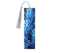 Blue Pineapple Print 5pcs Wooden Bookmarks with Tassels, Reading Page Markers Book Marks, Gifts for Men Women