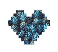 Blue Pineapple Print Building Brick Block Puzzle Heart Shape Brick Puzzle 3D Jigsaw DIY Home Decor