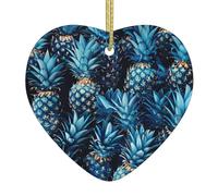 Blue Pineapple Print Christmas Tree Ceramic Hanging Funny Keepsake Ornament For Holiday Decoration