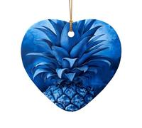 Blue pineapple Print Christmas Tree Ceramic Star Heart Shaped Ornaments Hanging Xmas Pendants Gifts Decor