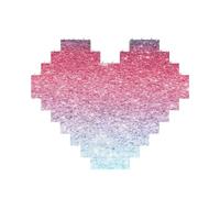 Blue Pink and Purple Pastel Colors Printed Jigsaw Puzzle 10.8x12.8 CM, Heart-Shaped Puzzle Challenging Game for Adults, Fun Decorative Wall Decor