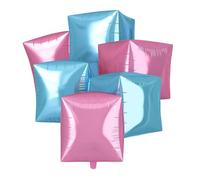 Blue Pink Cube Ball Balloons, 6Pcs 22Inch 4D Square Aluminum Foil Balloons, Inflatable Cube Balloon for Gender Reveal Birthday Anniversary Baby Shower Wedding Party Decorations