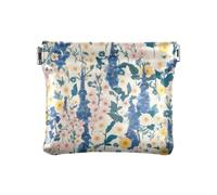 Blue Pink Delphinium Flowers Women's Leather Coin Purse Waterproof Mini Makeup Bag for Women