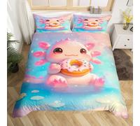 (Blue Pink, Double(No Comforter)) Cartoon Cat Double Bedding Set Bohemian Flowers Comforter Cover,Colorful Groovy Florals Duvet Cover Vintage Printed Cute Animlas Quilt Cover