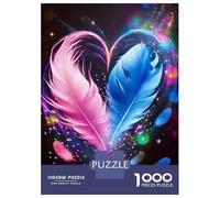 Blue Pink Feather Jigsaw Puzzles for Adults Puzzle Game 1000 Piece Brain Challenge for Adults Gifts 52x38cm/1000pcs