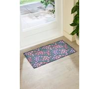 Blue & Pink Floral Indoor Outdoor Doormat (70 x 40cm) Artsy Mats Blue 40cm x 70cm