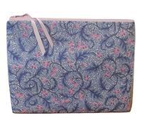 Blue & Pink Floral Make Up Bag Case, Paisley Print Cosmetics Bag, Coin Zipper Purse, Storage Pouch, Cotton Lawn Fabric, Ladies' Gift, Handmade