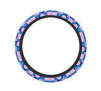 Blue Pink Geometry Print Steering Wheel Cover - Car Accessories, Black Steering Wheel Easy Install