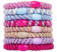 Blue & Pink Hair Ties for Thick Hair, Grab & Go Ponytail Holders, 8 Pack, Prim Pastel, Thick No-Crease Bands with Strong Hold, Damage-Free Design, Soft Stylish Blend | L. Erickson
