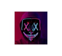 (blue pink) Led Purge Mask Light Up Scary Mask For Cosplay Costume