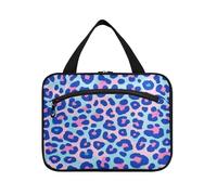 Blue-Pink Leopard Print Hanging Medicine Bag for Traveling with Hook, Designer Chic Make up Bag for Womens Hotel estuche para brochas maquillaje L