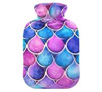 Blue Pink Mermaid Hot Water Bottle with Soft Cover Feet and Bed Warmer Hot Water Bag for Foot Bed Warmer Pain Relief