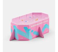 Blue/Pink Non-Inflatable Foldable Large Rectangular Family Swimming Pool Outdoor Swimming Pool with 2 Drains Easy Set-up for Adults Kids and Pet Dogs(Pink,1.6m/5ft)