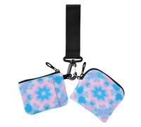 Blue-pink Tie-dye Women's Dual Wallets Business Card Cases Small Detachable Zipper Wristlet Wallet with Wristlet Strap for Work Travel 2 Pcs, Blue-pink tie-dye, One Size, Casual