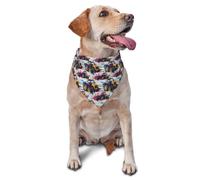 Blue Pink Watercolor Tractor Print Dog Bandana for Small Medium Large Dogs, Adjustable Cute Cat Dogs Kerchief Triangle Bibs Scarf Handkerchief Accessories