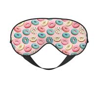Blue Pink White Donut Print Sleep Mask, Eye Masks for Sleep Double-Sided, Sleep Masks for Women Men, Blackout Eye Covers for Sleeping, Travel