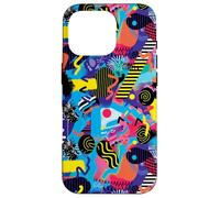 Blue Pink Yellow Retro 80s 90s Electric Chaos Pattern Case for iPhone 16 Pro