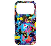 Blue Pink Yellow Retro 80s 90s Electric Chaos Pattern Case for iPhone 17 Pro