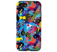 Blue Pink Yellow Retro 80s 90s Electric Chaos Pattern Case for iPhone SE (2020) / 7/8