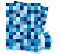 Blue Pixels Wrapping Paper - Gaming Computer Inspired - 2 Sheets of Giftwrap and Tags - 70x50cm - By Jonathan Glick - Birthday, Father's Day or any occasion