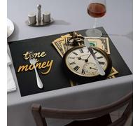 Blue Placemats Time is Money: Clock, Cash, and Gold Dining Place Mats Easter Placemats Easter Placemats(1PCS)