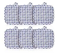 Blue Plaid pot holders for kitchens,6PCS Cotton pot holder for kitchen, pot holders for kitchen clearance, Multipurpose Trivets for Kitchens Cooking (Blue Plaid)
