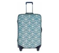 Blue Plaid Suitcase Cover Elastic Washable Luggage Cover Scratch Protector Multiple Sizes, White, Large
