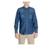 Blue Plain Long Sleeve Shirt - male - Replay - Denim Shirts - Blue - XL - Shirts XL