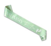 Blue Planet Fancy Dress Mummy to Be Sash Satin for Neutral Unisex - Mint Sage Green - Botanical Baby Shower Favours Decoration Sashes Gifts for Her